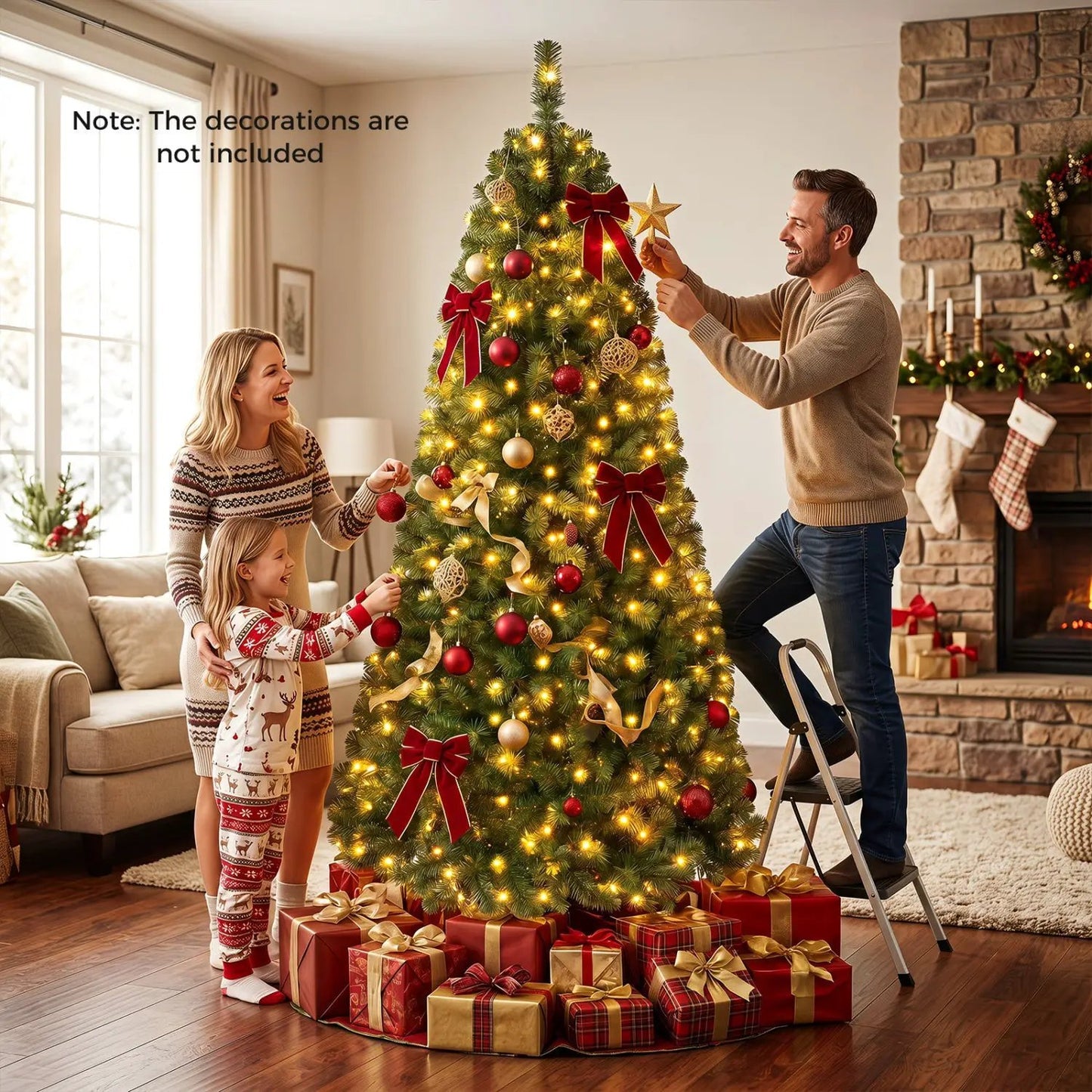6-8 Ft Pre-Lit Artificial Christmas Tree with Remote