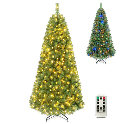 6-8 Ft Pre-Lit Artificial Christmas Tree with Remote