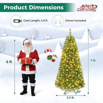 6-8 Ft Pre-Lit Artificial Christmas Tree with Remote