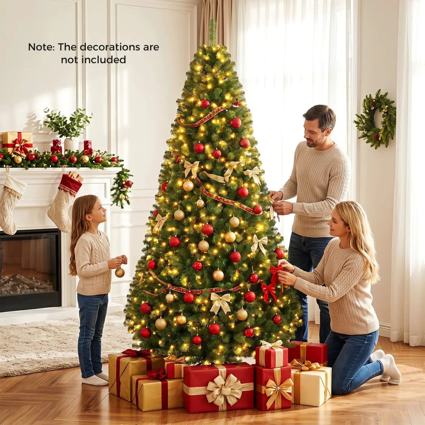 6-8 Ft Pre-Lit Artificial Christmas Tree with Remote