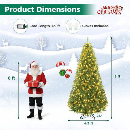 6-8 Ft Pre-Lit Artificial Christmas Tree with Remote