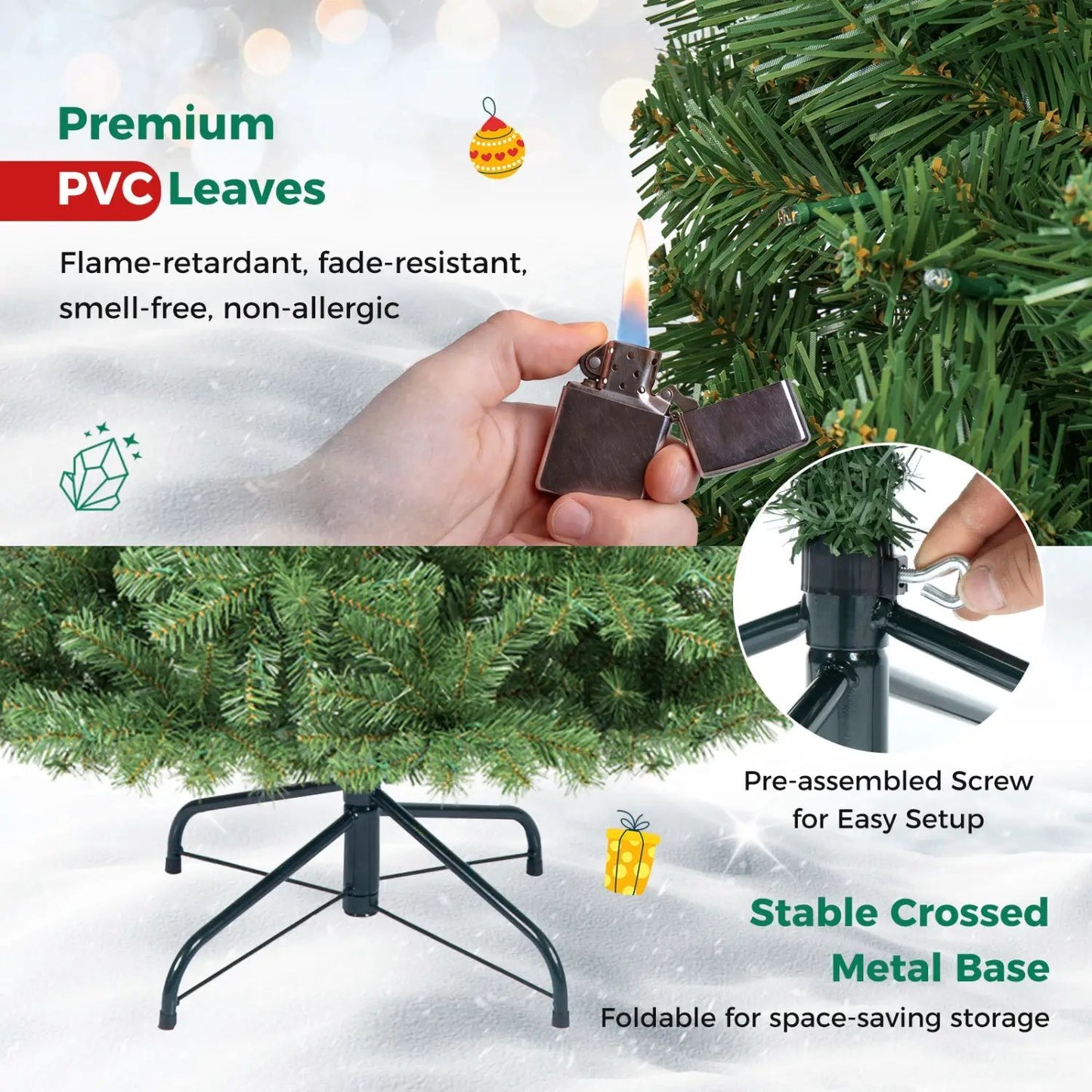 6-8 Ft Pre-Lit Artificial Christmas Tree with Remote