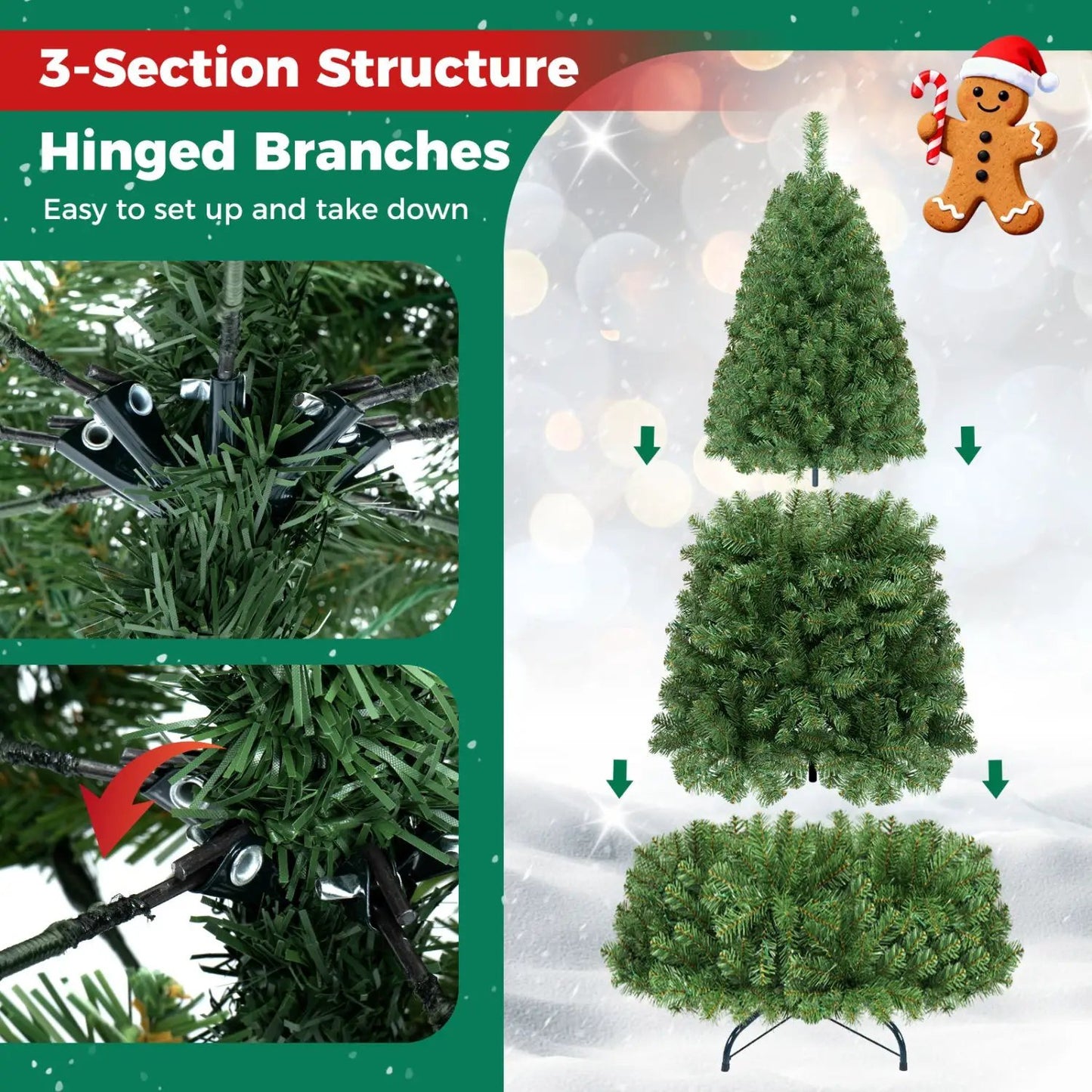 6-8 Ft Pre-Lit Artificial Christmas Tree with Remote