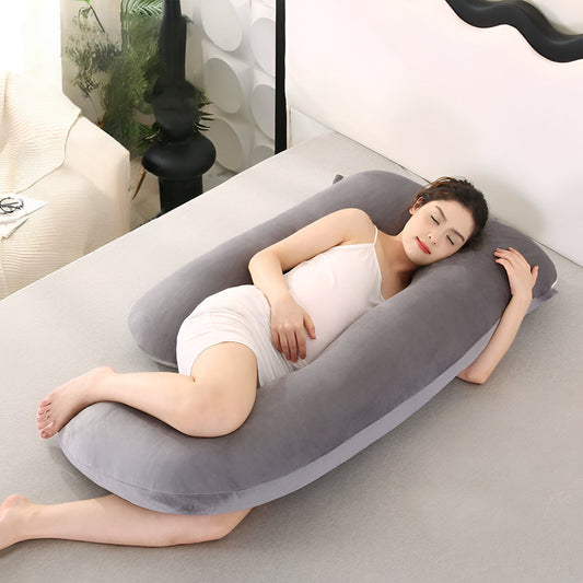U-Shaped Full Body Pillow Side Sleeper Support Cushion 155cm Grey - Tampa Home & Garden Store