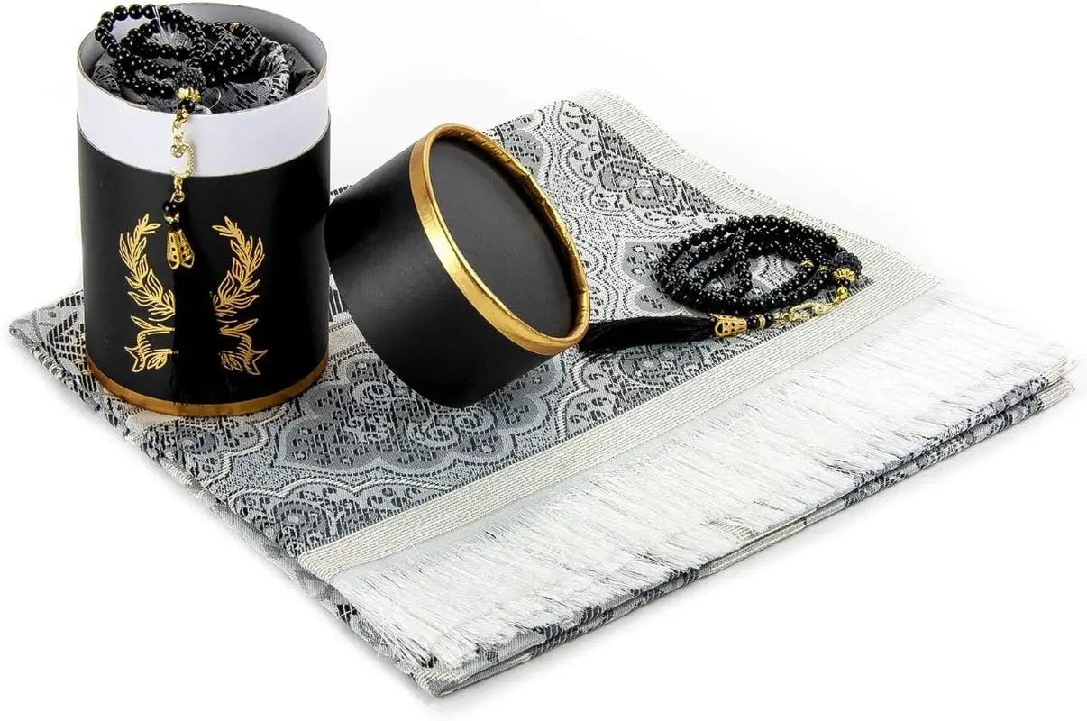 Premium Islamic Prayer Rug with Gift Tasbih Beads – Soft Taffeta Janamaz Mat for Men & Women – Lightweight, Machine Washable, Travel-Friendly, Beautifully Woven with Traditional Patterns - Tampa Home & Garden Store