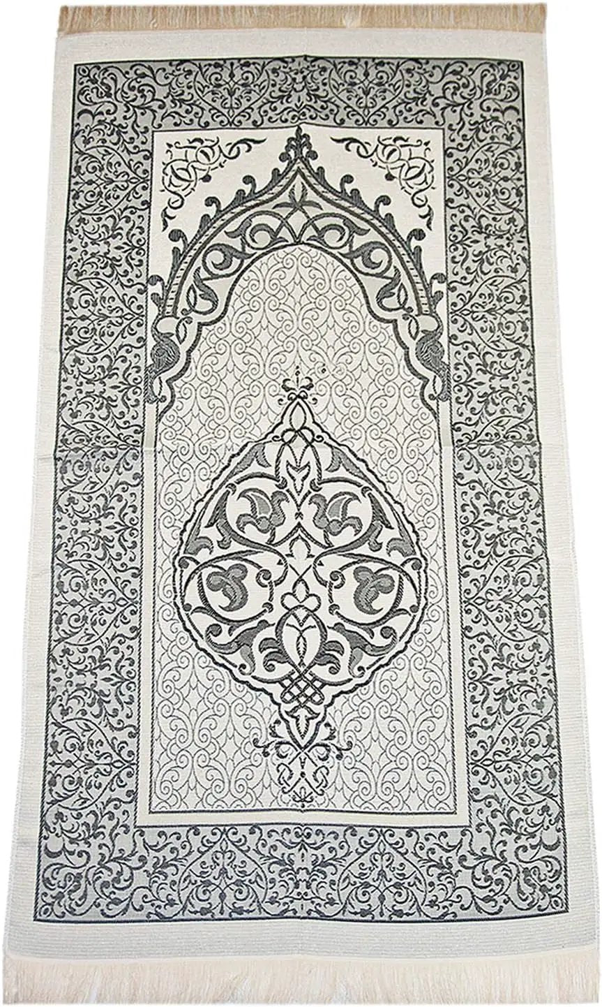 Premium Islamic Prayer Rug with Gift Tasbih Beads – Soft Taffeta Janamaz Mat for Men & Women – Lightweight, Machine Washable, Travel-Friendly, Beautifully Woven with Traditional Patterns - Tampa Home & Garden Store
