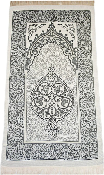 Premium Islamic Prayer Rug with Gift Tasbih Beads – Soft Taffeta Janamaz Mat for Men & Women – Lightweight, Machine Washable, Travel-Friendly, Beautifully Woven with Traditional Patterns - Tampa Home & Garden Store