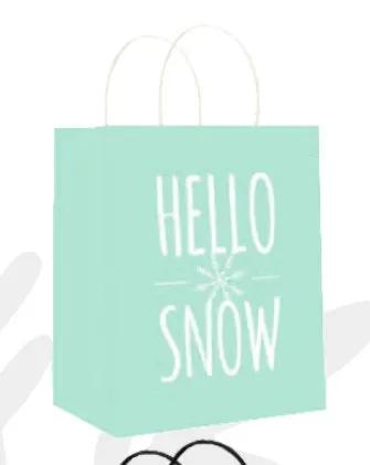 Premium Kraft Large Christmas Gift Bag Hello Snow mint design with white handles on Tampa Home & Garden Store