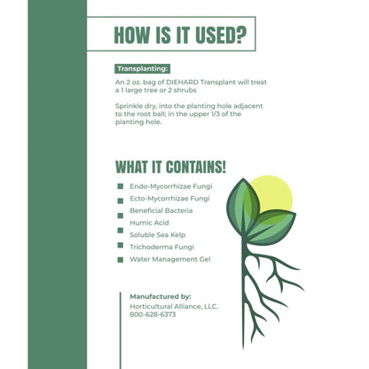 Premium Root Stimulant soil accessory by Live Good Logistics; infographic on transplanting steps on Tampa Home & Garden Store