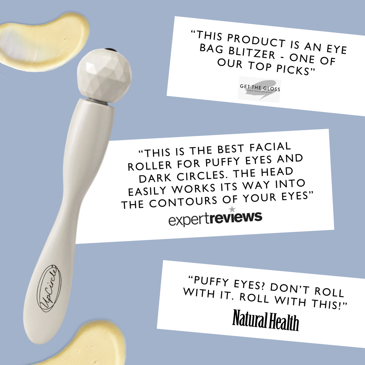 UpCircle Day + Night Eye Care Bundle skincare set with white, faceted-head roller on Tampa Home & Garden Store