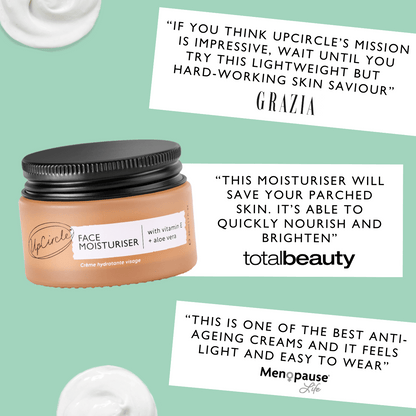 UpCircle Face Moisturiser jar with black lid; peach tub, vitamin E + aloe vera, Health & Beauty on Tampa Home & Garden Store
