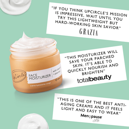 UpCircle The Daily Duo skincare set: foaming wash and vitamin E moisturizer in amber jar on mint backdrop on Tampa Home & Garden Store