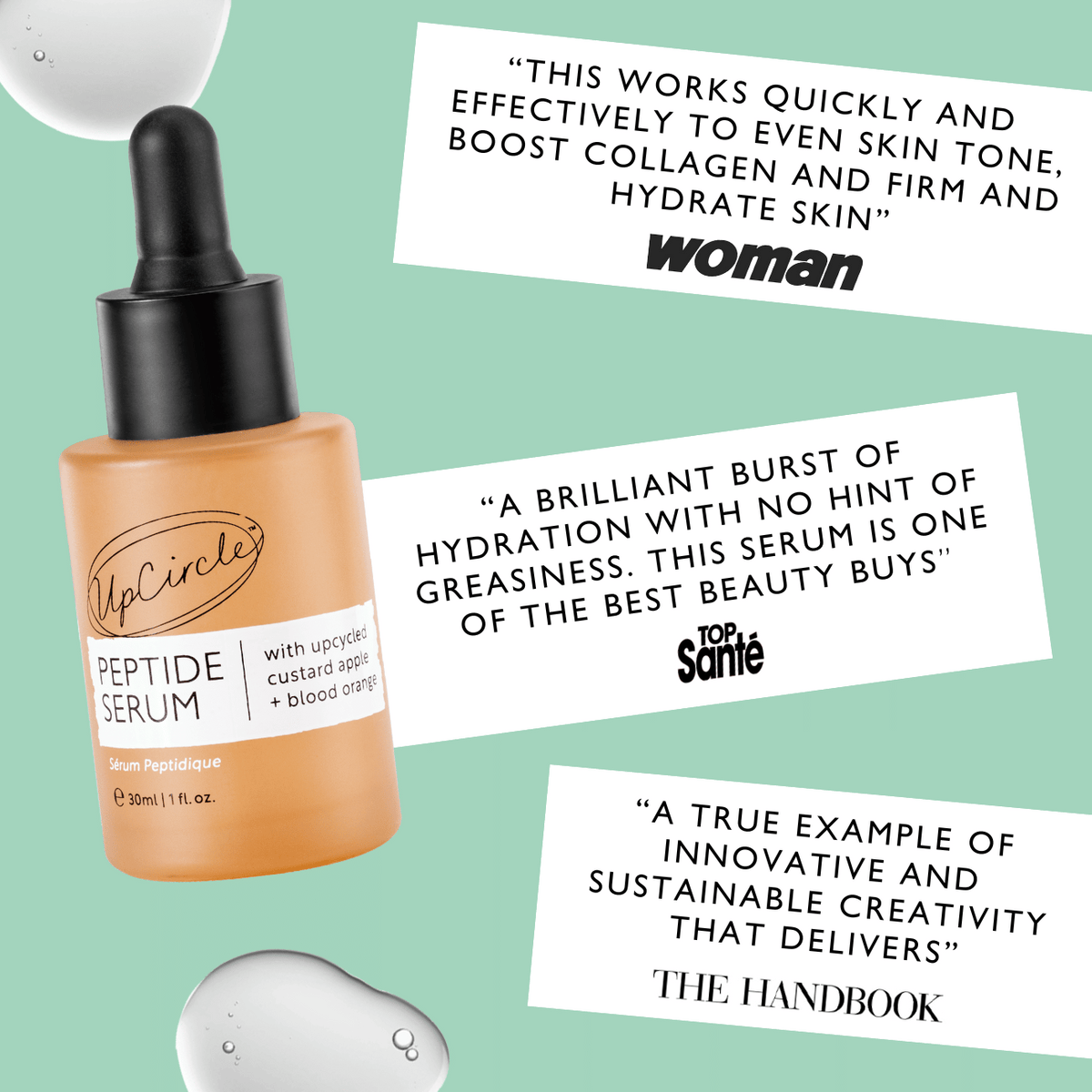 UpCircle Peptide Serum with custard apple + blood orange, facial serum with dropper bottle on Tampa Home & Garden Store
