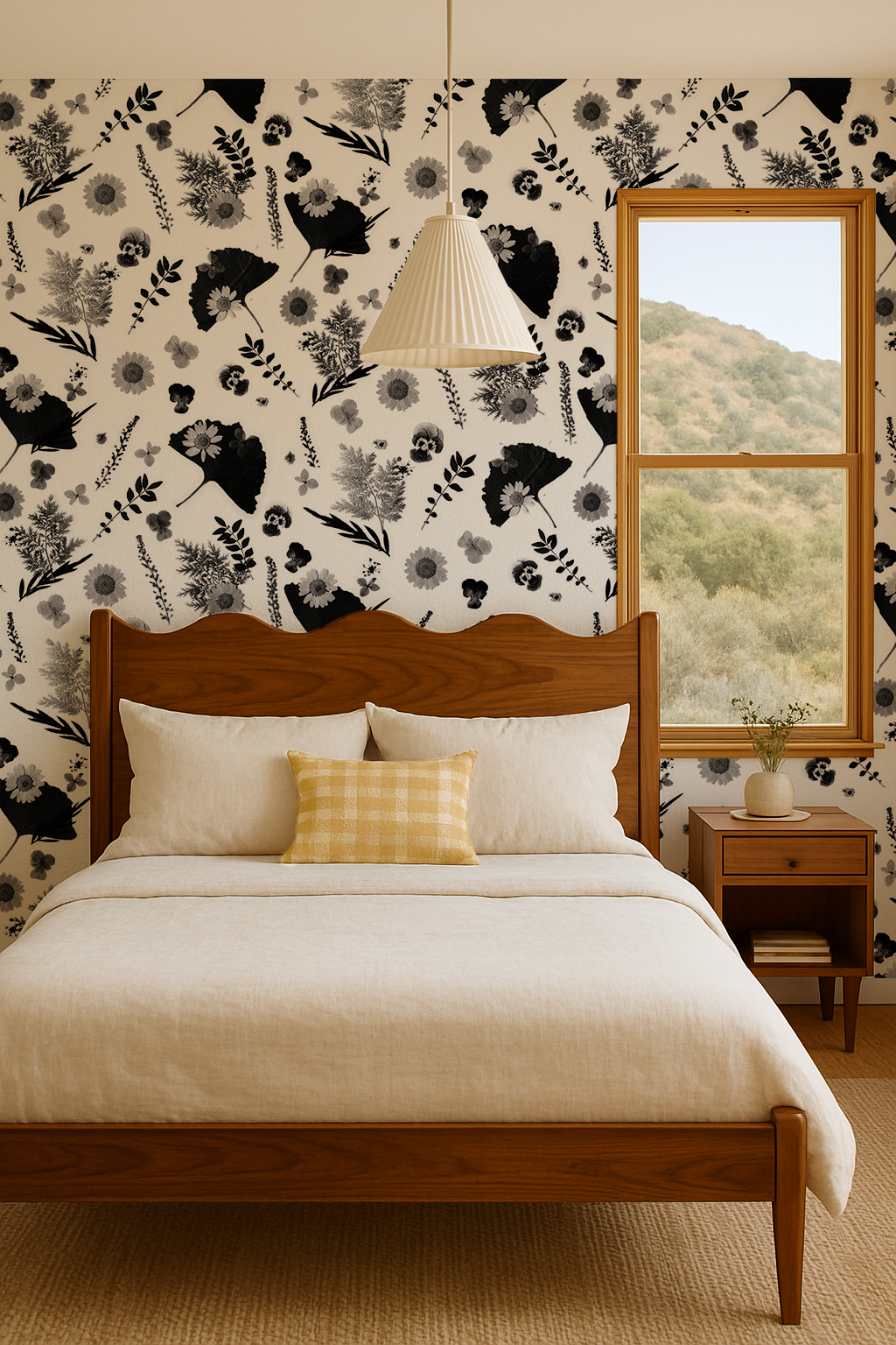 Pressed Fresh Version 01 Wallpaper, white and black - Tampa Home & Garden Store