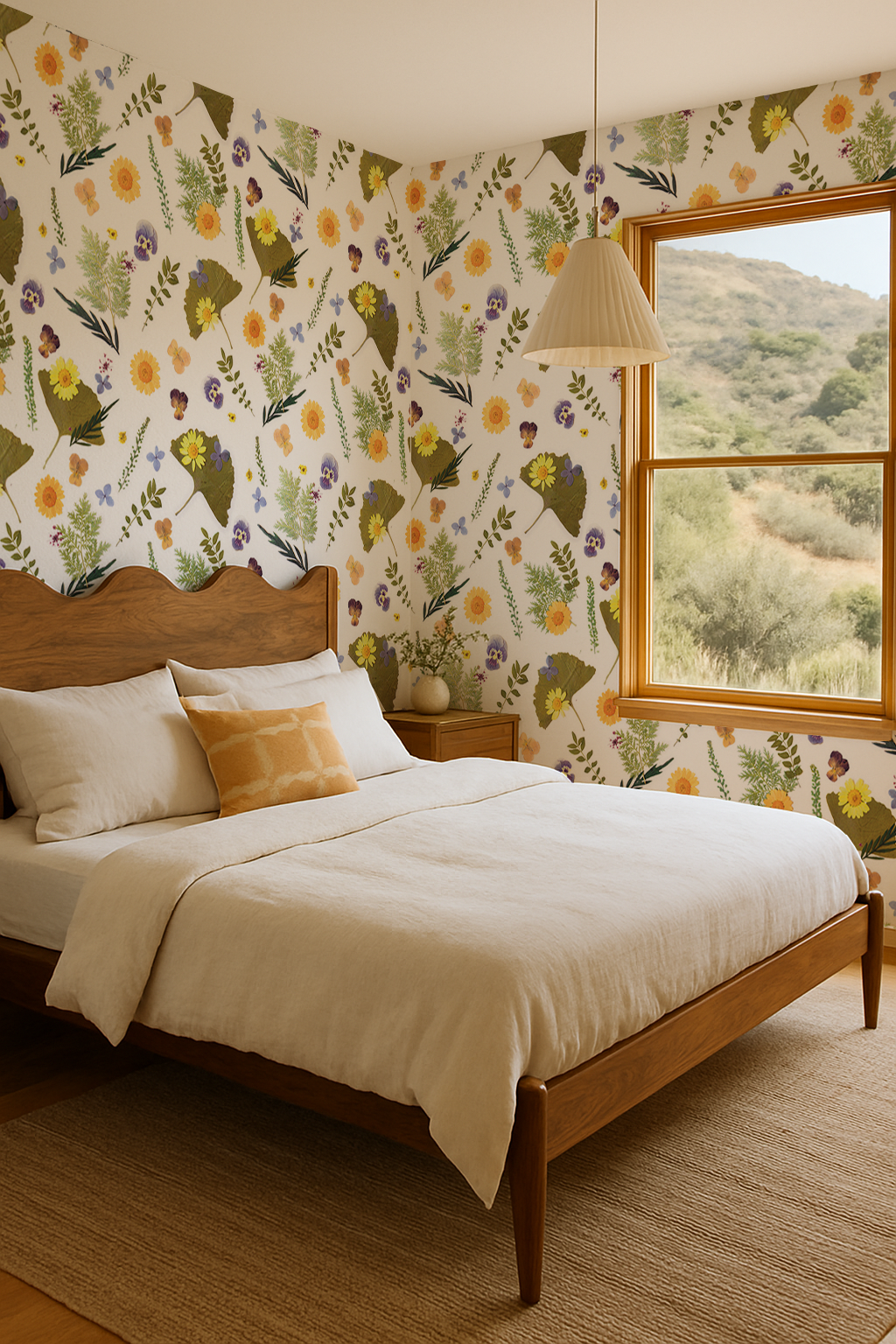 Pressed Fresh Version 01 Wallpaper, yellow and lavender - Tampa Home & Garden Store