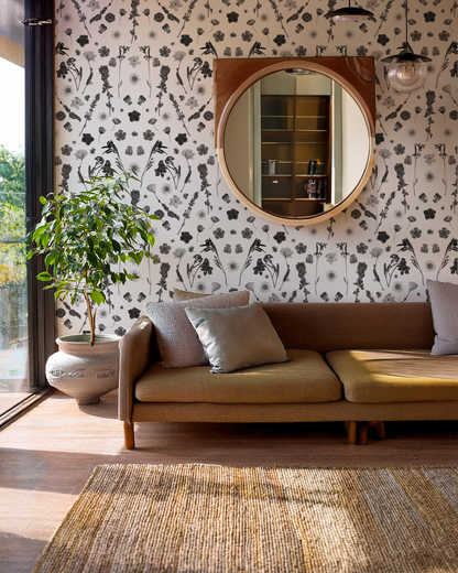 Pressed Fresh Version 02 Wallpaper, black and white - Tampa Home & Garden Store