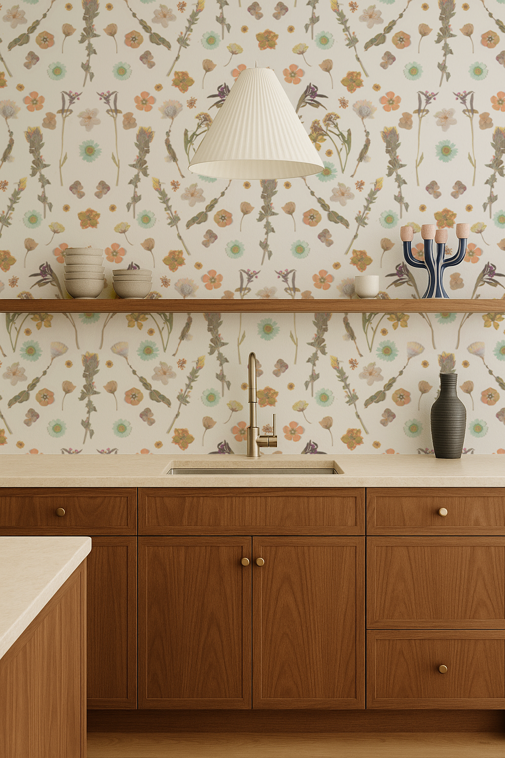 Pressed Fresh Version 02 Wallpaper, peach and mint - Tampa Home & Garden Store