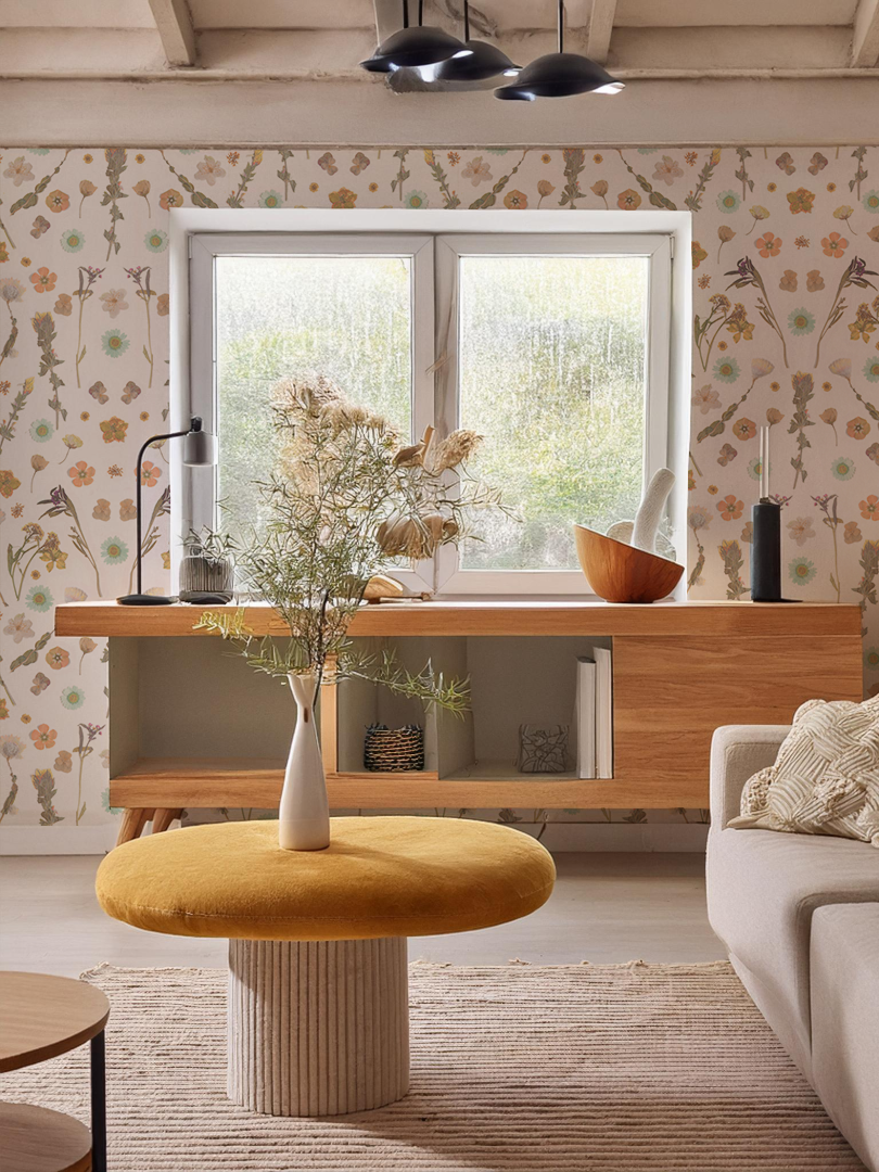 Pressed Fresh Version 02 Wallpaper, peach and mint - Tampa Home & Garden Store