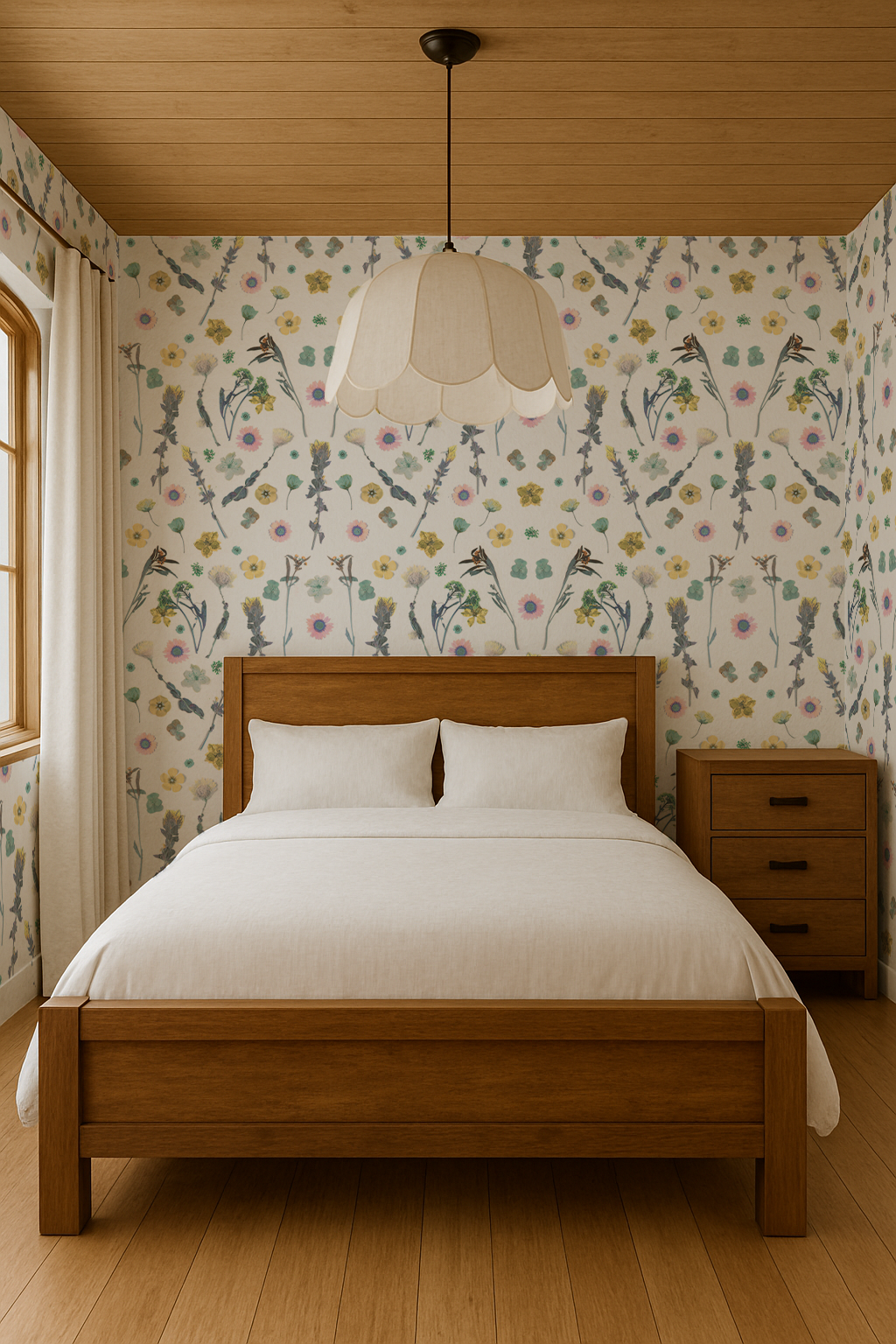Pressed Fresh Version 02 Wallpaper, pink & yellow - Tampa Home & Garden Store