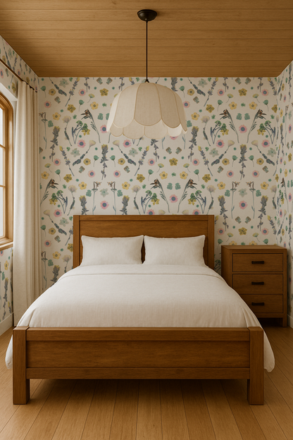 Pressed Fresh Version 02 Wallpaper, pink & yellow - Tampa Home & Garden Store