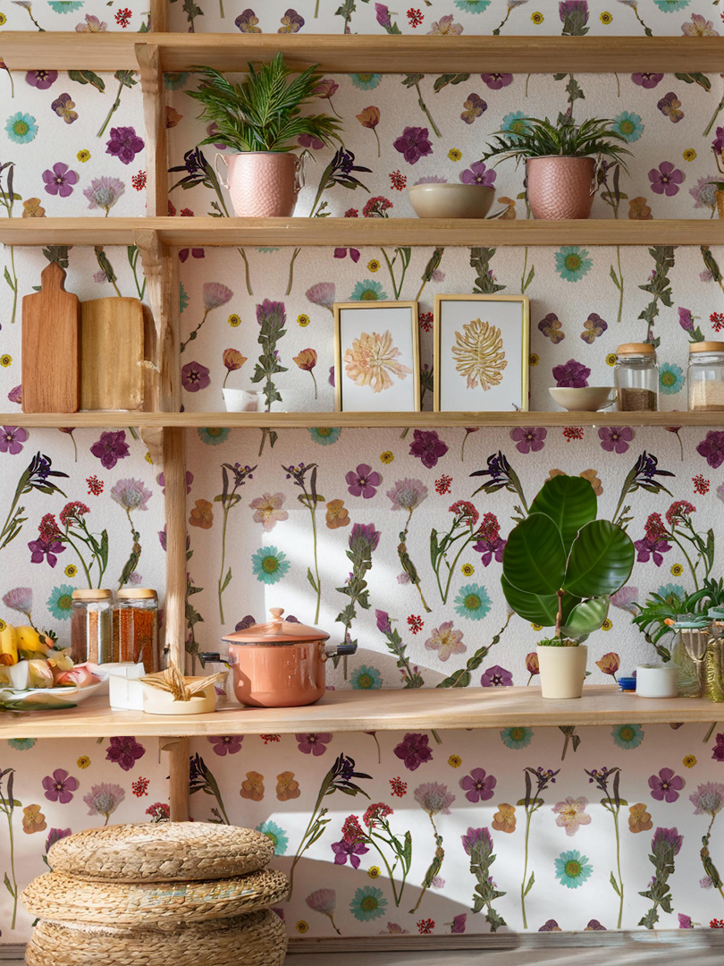 Pressed Fresh Version 02 Wallpaper, purple and blue - Tampa Home & Garden Store