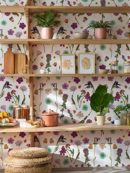 Pressed Fresh Version 02 Wallpaper, purple and blue - Tampa Home & Garden Store