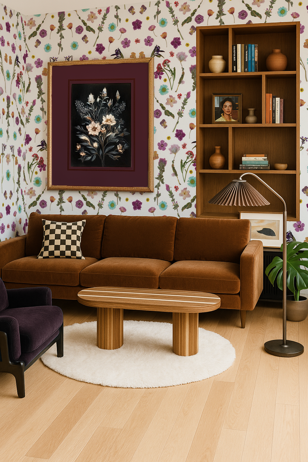 Pressed Fresh Version 02 Wallpaper, purple and blue - Tampa Home & Garden Store