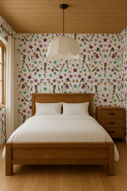 Pressed Fresh Version 02 Wallpaper, purple and blue - Tampa Home & Garden Store