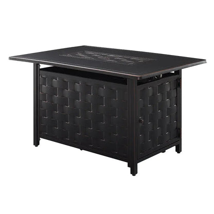 Preston 44" Rectangular Basketweave Aluminum Convertible Gas Fire Pit Table - Tampa Home & Garden Store