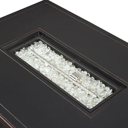 Preston 44" Rectangular Basketweave Aluminum Convertible Gas Fire Pit Table - Tampa Home & Garden Store