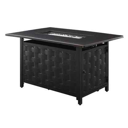 Preston 44" Rectangular Basketweave Aluminum Convertible Gas Fire Pit Table - Tampa Home & Garden Store