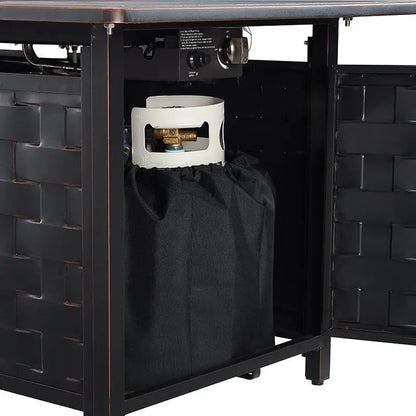 Preston 44" Rectangular Basketweave Aluminum Convertible Gas Fire Pit Table - Tampa Home & Garden Store