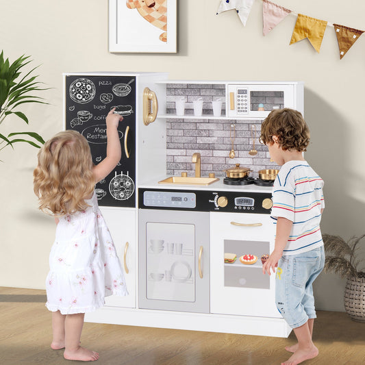 Pretend Play Kitchen with Utensils for Kids Aged 3+-White - Tampa Home & Garden Store