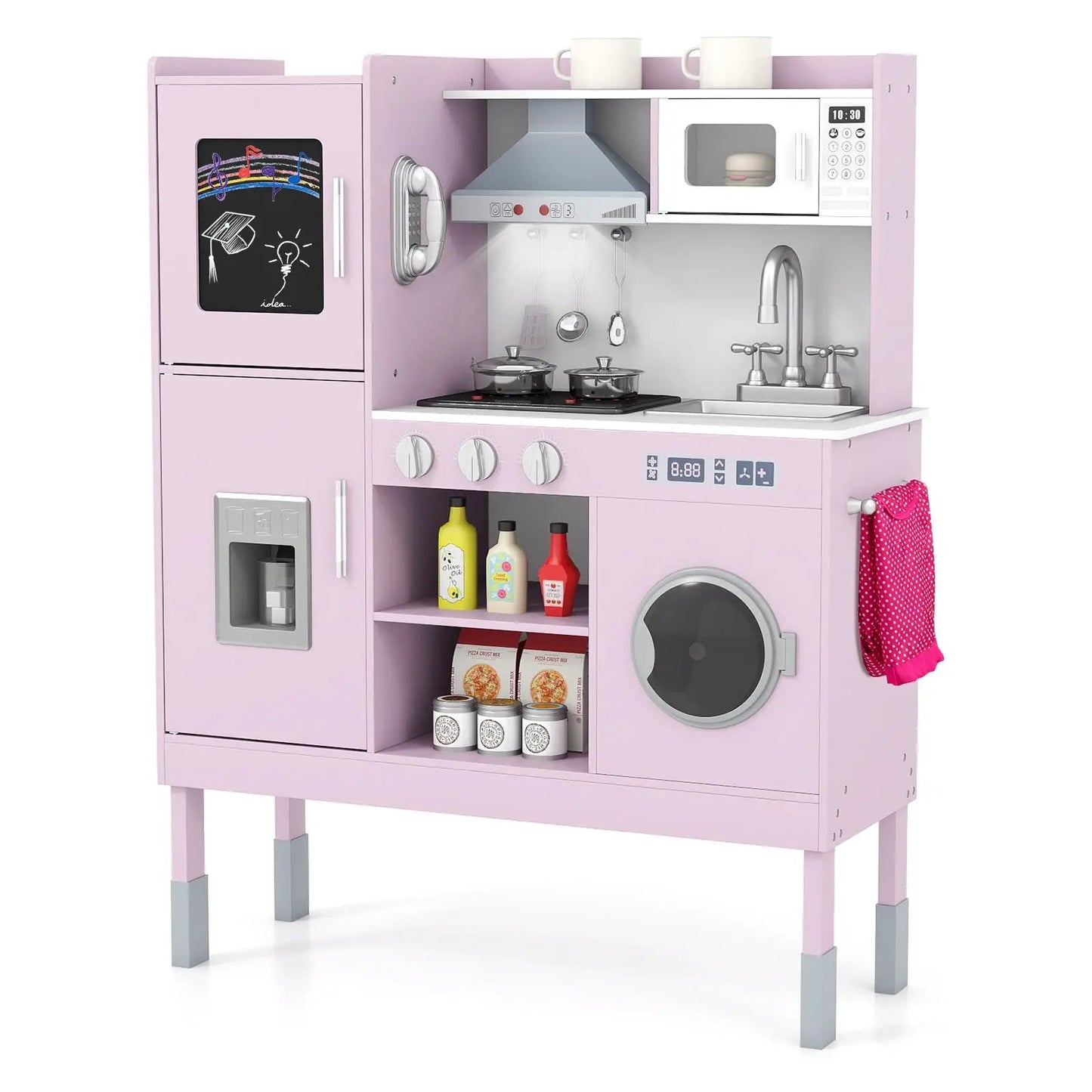 Pretend Kitchen Set with Range Hood and Ice Maker