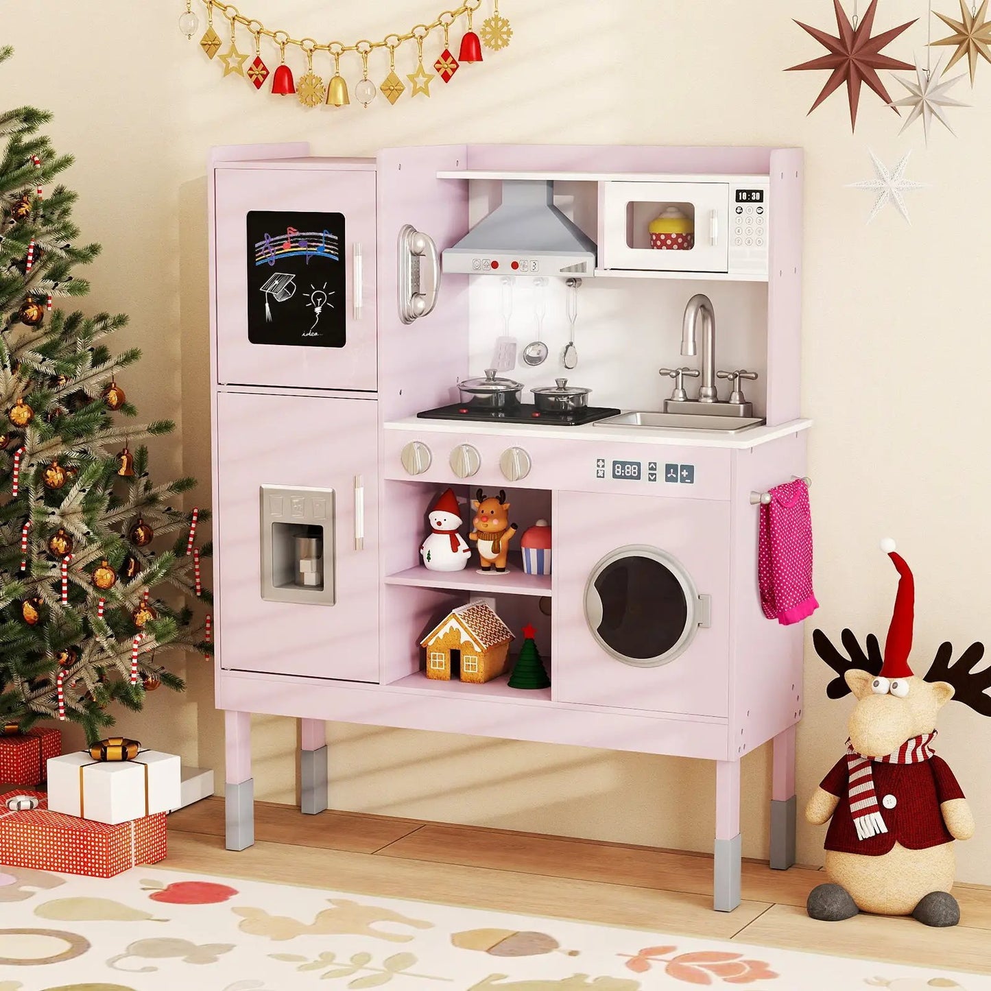 Pretend Kitchen Set with Range Hood and Ice Maker