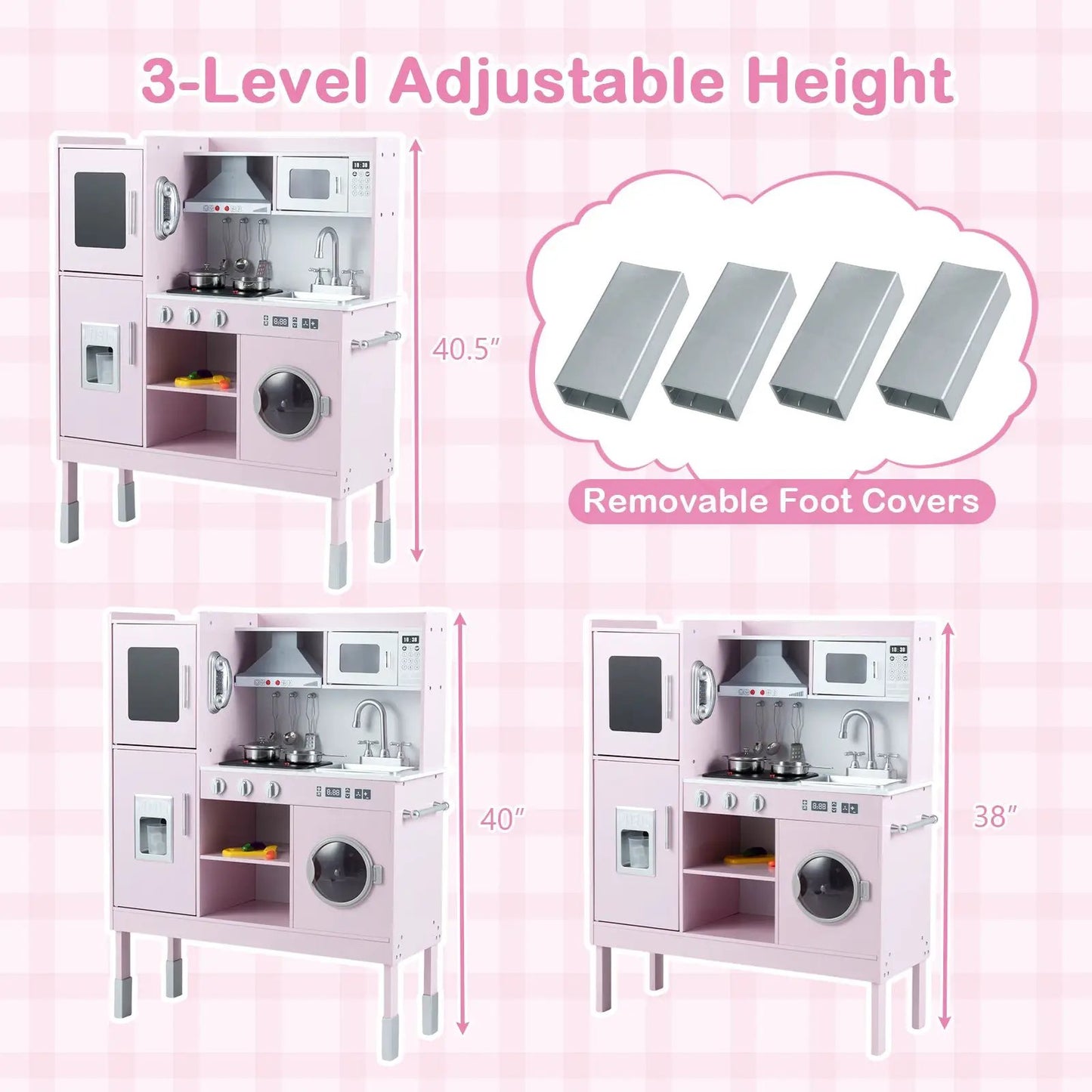 Pretend Kitchen Set with Range Hood and Ice Maker