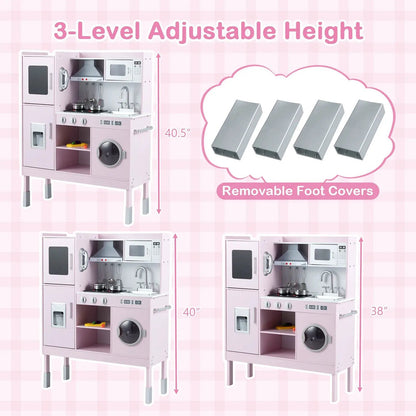 Pretend Kitchen Set with Range Hood and Ice Maker