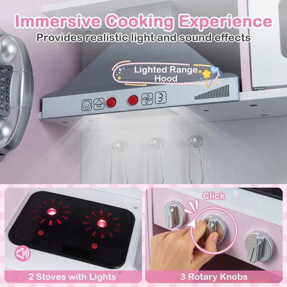 Pretend Kitchen Set with Range Hood and Ice Maker
