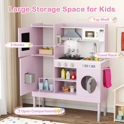 Pretend Kitchen Set with Range Hood and Ice Maker