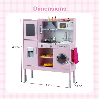Pretend Kitchen Set with Range Hood and Ice Maker