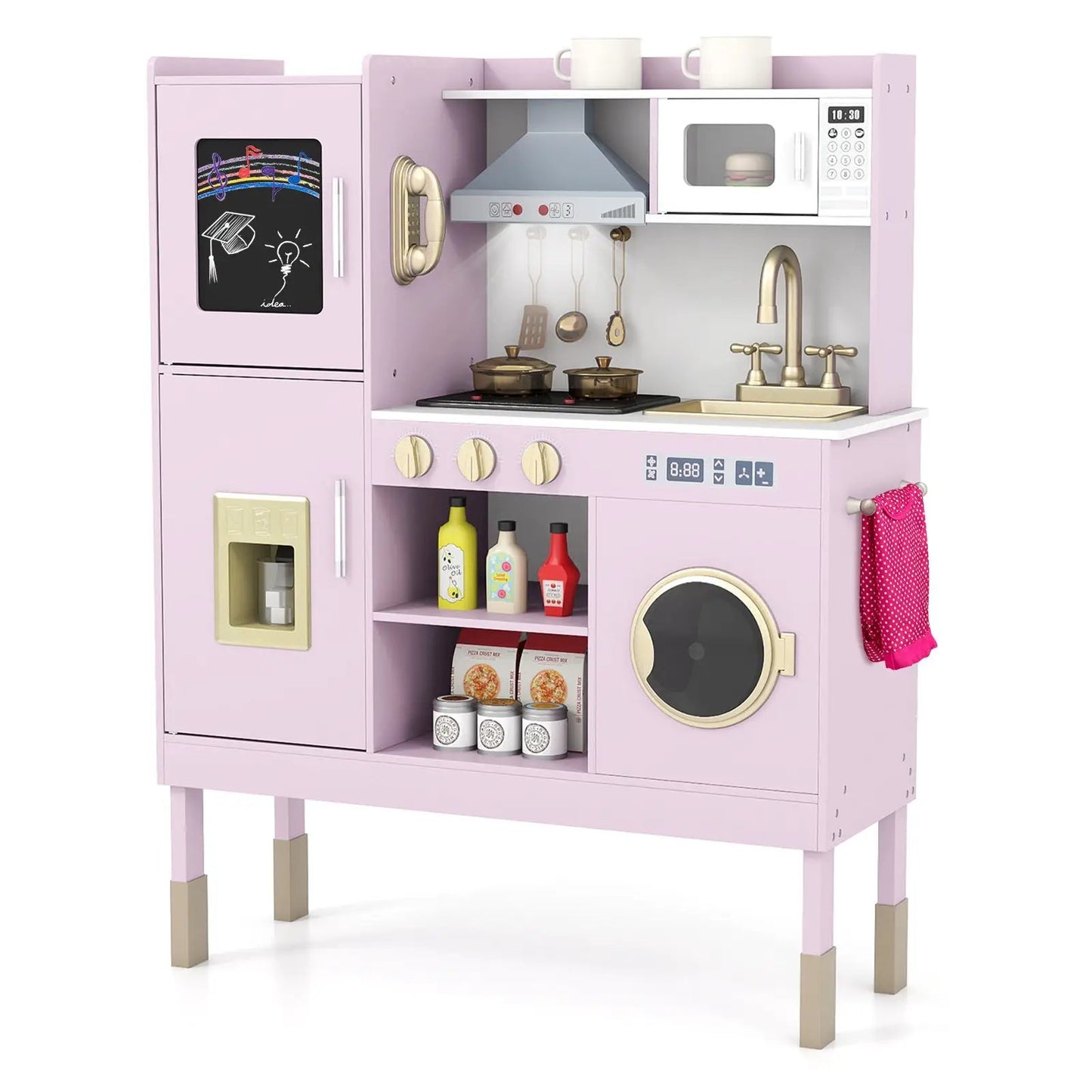 Pretend Kitchen Set with Range Hood and Ice Maker