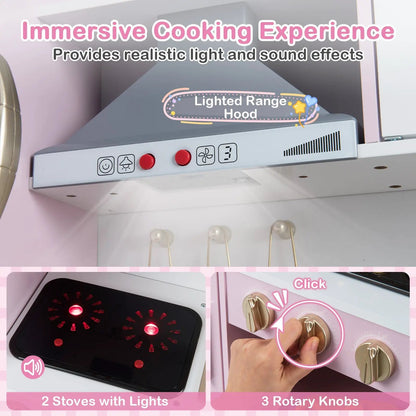 Pretend Kitchen Set with Range Hood and Ice Maker