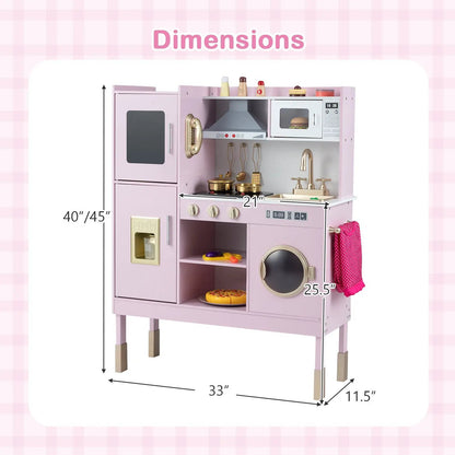 Pretend Kitchen Set with Range Hood and Ice Maker