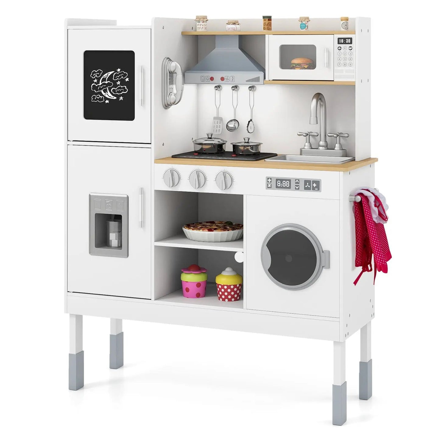 Pretend Kitchen Set with Range Hood and Ice Maker