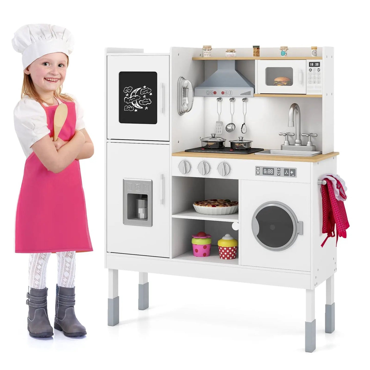 Pretend Kitchen Set with Range Hood and Ice Maker