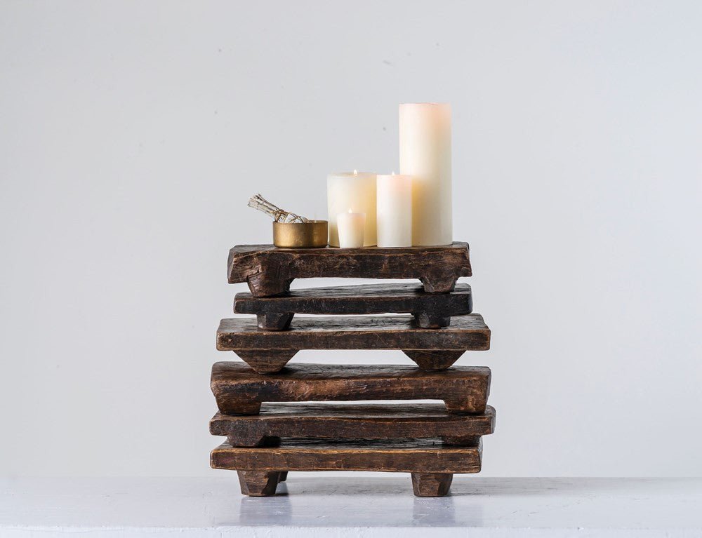 Primitive Wood Stackable Pedestal - Tampa Home & Garden Store
