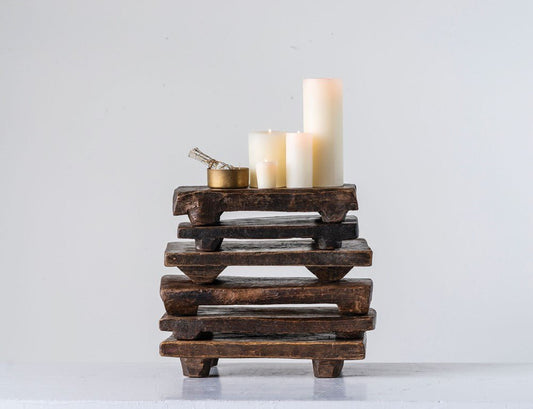 Primitive Wood Stackable Pedestal - Tampa Home & Garden Store