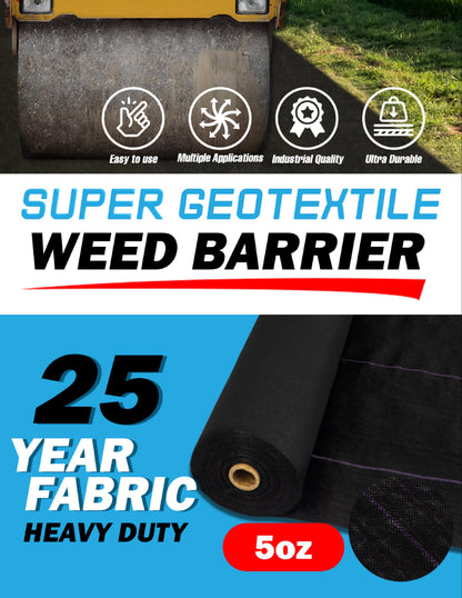 Pro Grade 5oz Weed Barrier - Heavy Duty Landscape Fabric - Weed Block - 25 Year Fabric - Tampa Home & Garden Store