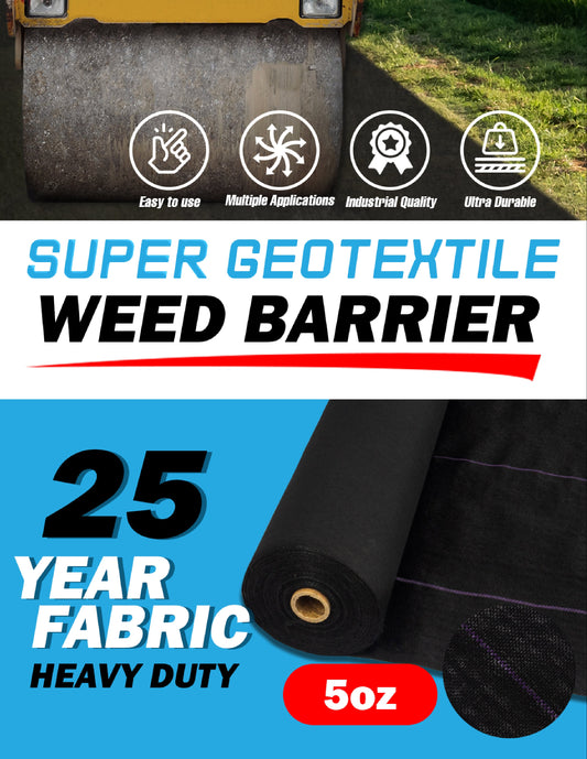 Pro Grade 5oz Weed Barrier - Heavy Duty Landscape Fabric - Weed Block - 25 Year Fabric - Tampa Home & Garden Store