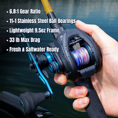 Moulinet de pêche Reaction Tackle Baitcasting – Édition ProSpin – Ratio 6.8:1 – NEUF